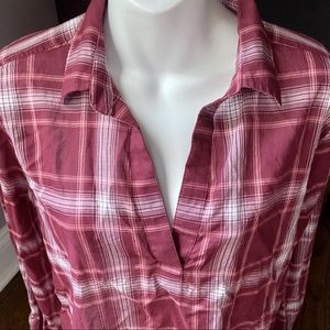 Loft Light Plaid Pullover Collared Top, M, EUC, M